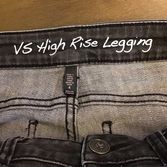 Victoria’s Secret 4 High Rise Jeggings Skinny Jeans Faded Black Frayed Hems - Picture 8 of 11